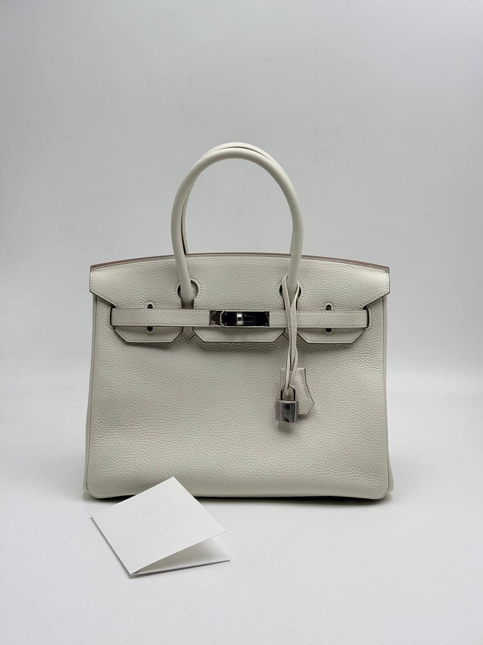Hermès Birkin 30 Mushroom Togo front with palladium lock and clochette — 3