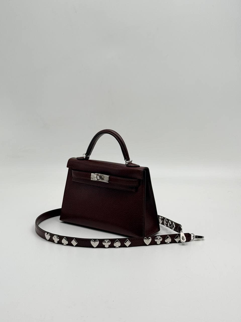Hermès Kelly Mini II Atouts Terre Chèvre with card-suit studded strap — 2