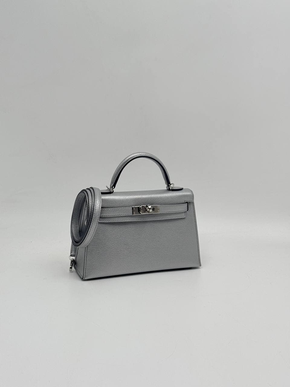 Hermès Kelly Mini II Argent Chamkilight front