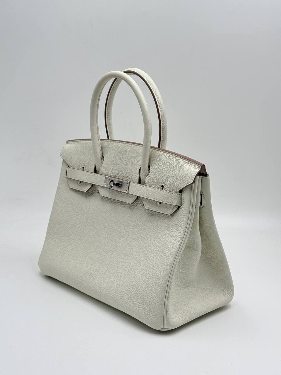 Hermès Birkin 30 Mushroom Togo front with palladium lock and clochette — 2