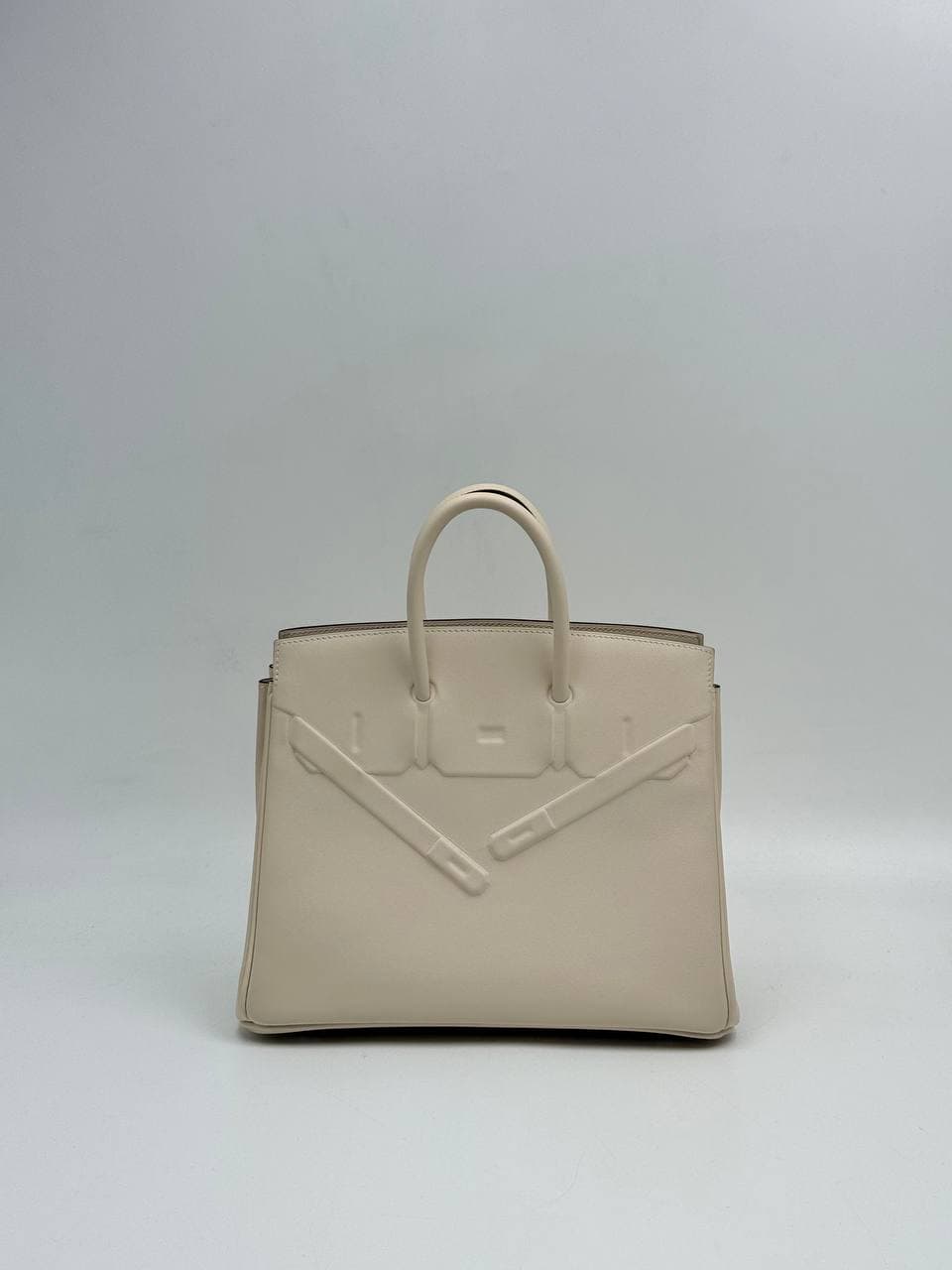 Hermès Birkin 25 Shadow Nata Swift front with embossed straps