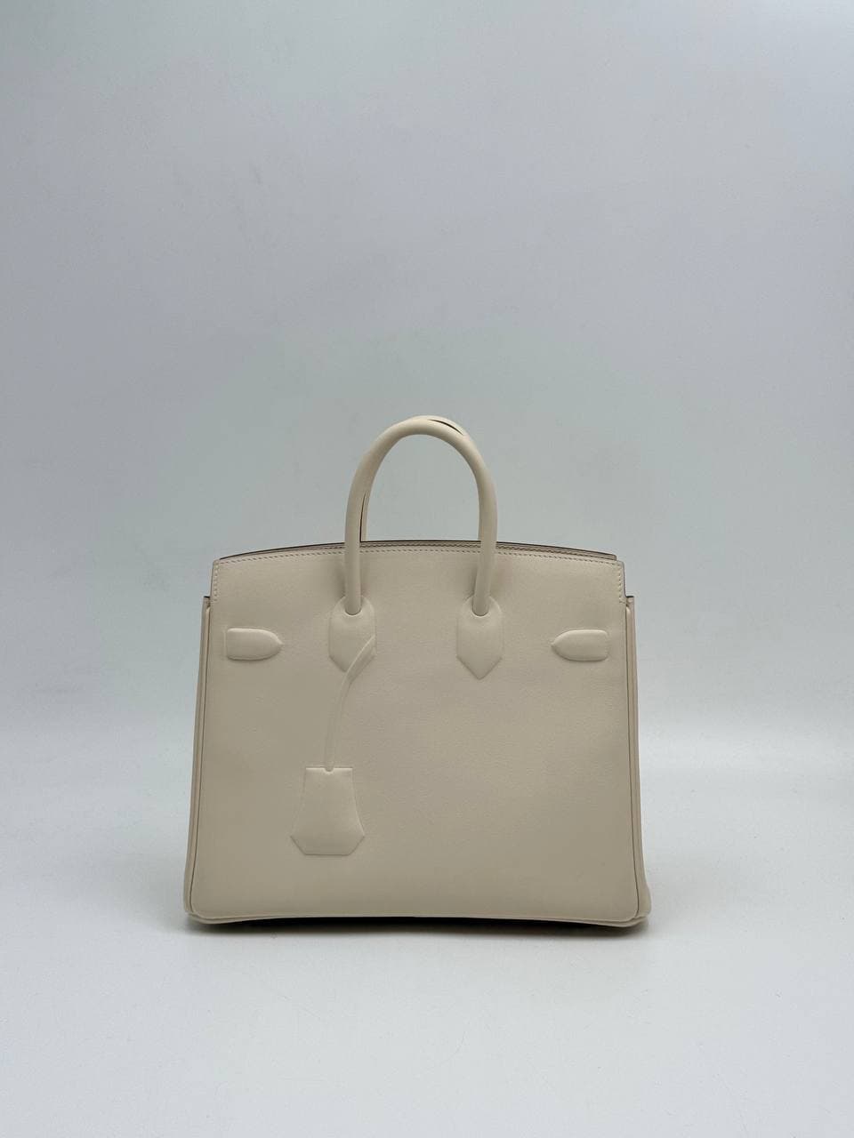Hermès Birkin 25 Shadow Nata Swift front with embossed straps — 3